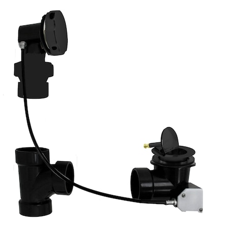 Westbrass 27" ABS Cable Drive Bathtub Pop-Up Drain Kit with Ball Joint Rotary Overflow, Matte Black D50A27BJ-62